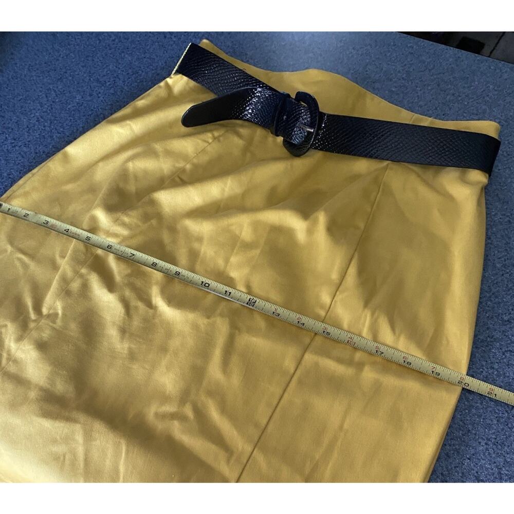 WORTHINGTON W Size 12 Pencil MIDI Yellow Skirt Belt Invert Pleated Feminine Y2K - Picture 11 of 12